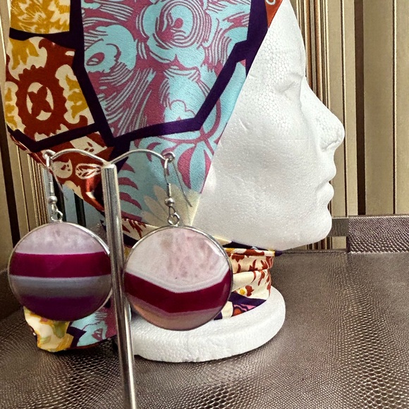 Pink Agate earrings - Picture 3 of 5